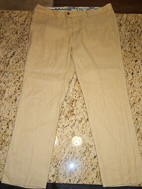 Men's Tan Chino Pants Linen Poly 35/30